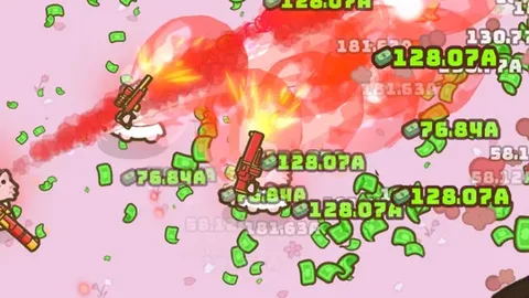 Скриншот Idle Cat Gunner: отряд котов стреляет по розовым деревьям